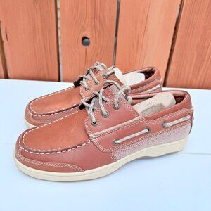 L.L. Bean Mens Leather Boat Shoes Size 8 Wide Brown Casual Footwear
